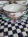 Mackenzie-childs Butterfly Garden Enamel Mixing Bowl With Courtly Check. Fixed Price $158.00.