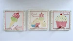 The Land Of Nod Cupcakes Ice Cream Design Art Work Wall Hooks Set 3 Childrens. Fixed Price $55.00.