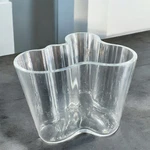 Iittala Finland Alvar Aalto Wavy Edges Signed Vase Bowl Dish Clear Crystal Glass. Fixed Price $80.00.