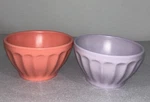 Anthropologie Ceramic Bowls 5.5" Biscuit Latte Set Of 2, Lavender And Coral Pink. Fixed Price $19.00.