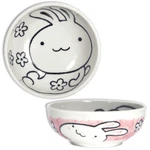 Japanese Rice Soup Cereal Salad Bowl 5.25"D Porcelain Pink Rabbit Made. Fixed Price $16.95.