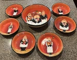 Certified International Tracy Flickinger Dinner Is Served 7 Pc Pasta Bowl Set. Fixed Price $89.99.