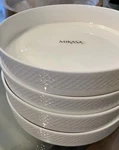 Mikasa Camila Pasta Salad Plates Dishes Etched Ledge Bowls 8" Bone China 4. Fixed Price $39.88.