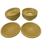 Vintage Tupperware Set Harvest Gold Salad/cereal Bowls # 890-17 & 2 Lids. Fixed Price $15.00.