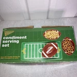 Boston Warehouse Touchdown Chip & Dip Set- Super Football Tray 3 Bowls. Fixed Price $44.99.