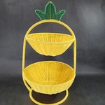 Ciroa Hello Summer Pineapple Rattan Woven 2-TIER Serving Bowl Fruit Basket Boho. Fixed Price $16.97.