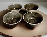 Canvas Stoneware Soup/cereal Bowls (4) Gray Swirls With Cream Base. Fixed Price $19.99.