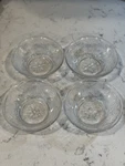 4 Clear Anchor Hocking Sandwich Pattern Glass Dessert Bowls With Floral Motifs,. Fixed Price $12.59.