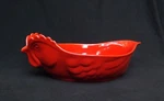 Revol Porcelain France Red Poultry Chicken Baking Dish 13". Fixed Price $29.95.