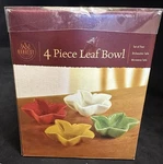 Four Piece Multi-color Ceramic Leaf Bowl Set From Harvest Model H0556. Fixed Price $15.00.