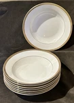 Set Of 8 Gorham Fine China Warwick Gold Rimmed 9 Soup Salad Pasta Bowls Mint!. Fixed Price $88.00.