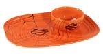 Harley-davidson Open Bar & Shield Halloween Web Platter Bowl Set, Orange. Fixed Price $49.95.
