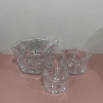 Vintage William Bounds Grainware, Regal Pattern Clear Lucite Nesting Bowls Spoon. Fixed Price $39.95.