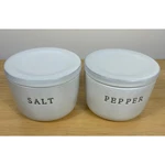 Hearth & Hand Magnolia Salt Pepper Cellars With Lids Stoneware Retired Set. Fixed Price $35.99.