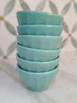 Vtg Set Of 6 Seafoam Blue Aqua Anthropologie Biscuit Ceramic Mini Latte Bowls. Fixed Price $40.00.