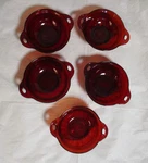 Vintage Ruby Red Glass Dessert Fruit Bowls Snack Dishes - Set 5 Anchor Hocking. Fixed Price $16.20.