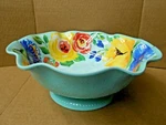 The Pioneer Woman Delaney Melamine 80OZ Floral Teal Serving Bowl 11.22". Fixed Price $22.99.