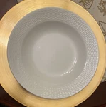 Martha Stewart White Ceramic Soup Bowls Set Of 4 Textured Rim Dishwasher Safe. Fixed Price $21.00.