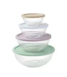 Pioneer Woman 8-PIECE Glass Mixing Bowl Set 3.6 2.22 1.19 .58 Qt Nesting Oven. Fixed Price $32.25.