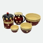 Certified International Family Table Polka Dot Ceramic Canister Mixing Bowl Set. Fixed Price $65.00.