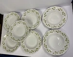 Set Of 7 Vtg Favolina Diana White 8.25 Bowl Wide Ivy & Gold Trim Poland. Fixed Price $45.00.