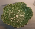 Bordallo Pinheiro Majolica Cabbage Leaf Large Green Serve Bowl Marked Portugal. Fixed Price $56.21.