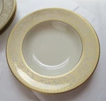 Franciscan Usa Fine China Renaissance Gold 4 Rim Soup Bowls. Fixed Price $160.00.