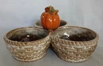 Vtg Pumpkin 3 Bowl Serving Piece Relish Dip Candy Nuts Holiday Thanksgiving Fall. Fixed Price $16.14.