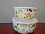 Grace Pantry 2PC Lemons And Flowers Vented Lid Bowl Set. Fixed Price $24.00.
