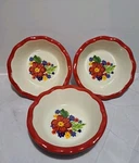 3 Pioneer Woman Dazzling Dahlias-red Mini 5" Pie Plates Berry Dessert Bowls. Fixed Price $25.00.
