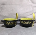 New 2 World Market Japanese Ceramic Ramen Noodle Bowls W/ Spoon & Chop Stix. Fixed Price $30.00.