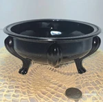 Le Smith Black Glass 3 Footed Bowl, Vintage (A9 Hc.cc). Fixed Price $19.00.