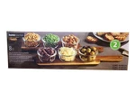 Home Essentials Serving Set 8 Pieces 2 Acacia Boards With 6 Glass Bowls. Fixed Price $24.99.