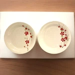 Pier 1 Flowers & Berries Salad Dessert Plates Red Hand Painted Asian Set Of 2. Fixed Price $14.88.