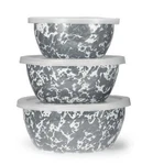 Golden Rabbit Enamelware Nesting Storage Bowl & Lids, Set Of 3, 9 Color Choices. Fixed Price $46.00.