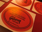 3 Gibson-style Interior Guitar Guaranteed Labels Paper, Matte Finish Red. Fixed Price $23.57.