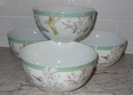 Bonjour Fruitful Nectar Cereal Soup Bowls Hummingbird Florals Aqua Set Of 4 Vgc. Fixed Price $24.99.