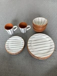 Better Homes & Gardens Sabin Striped Set Of 14 Plates (8), Bowls (4), Mugs (2). Fixed Price $60.00.