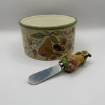 Certified International La Toscana Ceramic Pear Theme Dip Bowl & Spreader Set. Fixed Price $16.99.