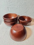 Set Of 4 Pomerantz Wooden Bowls Made In Thailand Teak. Fixed Price $37.00.