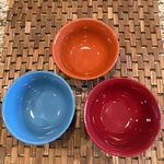 Mainstays Deep Red Turquoise Orange Cereal / Soup Bowls Excellent (set Of 3). Fixed Price $18.99.