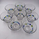 Set Of 8 Global Amici Harlequin Bowls Blue & Green Mosaic Tiles Clear Glass 3.5. Fixed Price $57.64.