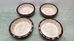 Temp-tations Floral Lace Green Bowls 5" Scalloped Brown Edge Set Of 4. Fixed Price $29.99.