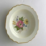 W. S. George Lido Soup Cereal Bowl Wildflowers Canarytone Gold Trim Scalloped. Fixed Price $12.99.