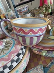 Mackenzie-childs Ceramic Piccadilly Batter Bowl With Courtly Check. Fixed Price $375.00.