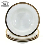 Pier Imports Gold Band 16OZ Rimmed Soup Pasta 8.75" Bowl Set 4PC White Mint. Fixed Price $18.95.