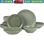 Stoneware Dinnerware Set 16PCS Reactive Glaze Plates & Bowls Dishwasher Safe. Fixed Price $97.72.