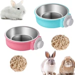 2 Pieces Rabbit Bowls Set, Removable Crate Big Pet Bunny Feeder Stainless. Fixed Price $22.95.