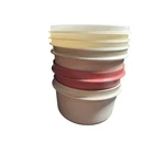 Vintage Tupperware Servalier Bowls Lot 3 Lids Microwave Reheatable Pink Almond. Fixed Price $32.00.