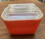 Vintage 1950'S Pyrex Red Refrigerator Dish 501-B Ribbed Lid 501-C. Fixed Price $5.00.
